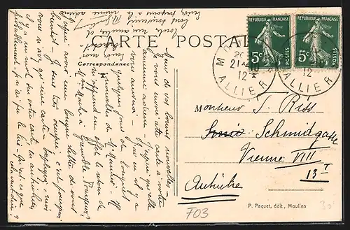 AK Moulins, place d'Allier, Kinder vor Säule