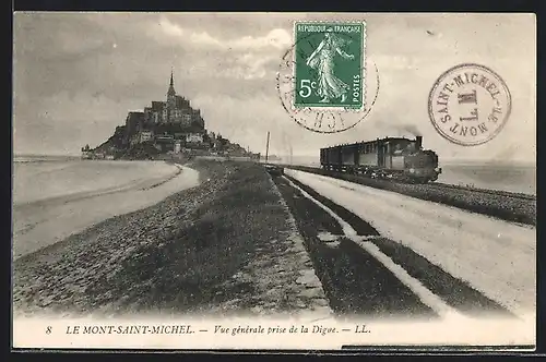 AK Le Mont-St-Michel, Vue generale prise de la Digue