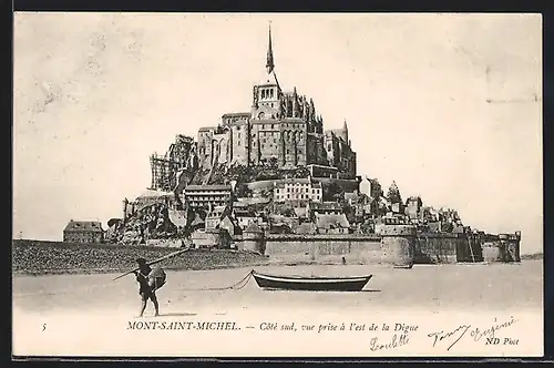 AK Le Mont-St-Michel, Coté sud, vue prise à l`est de la Digue