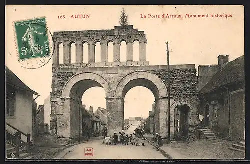 AK Autun, La Porte d`Arroux, Monument historique