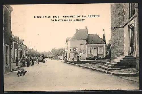AK Lamnay, Circuit de la Sarthe 1906, La traversée