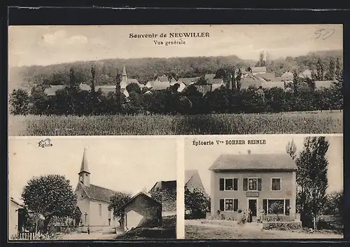 AK Neuwiller, Vue générale, Épicerie Vve Bohrer Reinle, Église