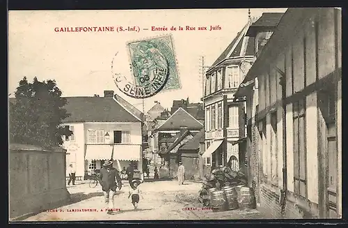 AK Gaillefontaine, Entrée de la Rue aux Juifs