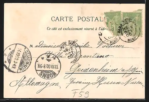 AK Douai, Place Thiers, Porte de Valenciennes, Gayant