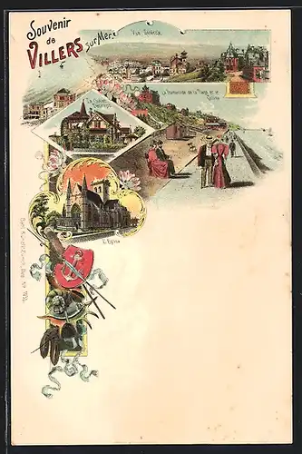 Lithographie Villers, l'Eglise, vue générale