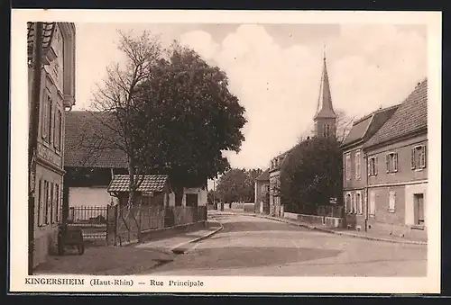 AK Kingersheim, Rue Principale, Strassenpartie