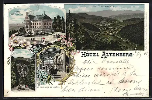 Lithographie Altenberg, Vallee de Munster, Hotel Altenberg, La Terrasse de l`Hotel