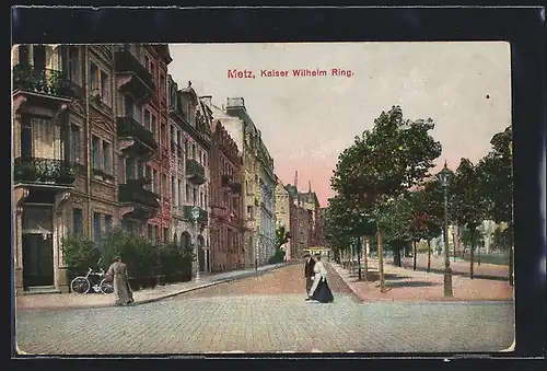 AK Metz, Kaiser-Wilhelm-Ring mit Passanten