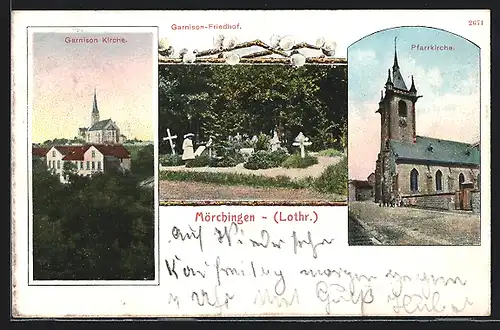 AK Mörchingen, Pfarrkirche, Garnison-Friedhof, Garnison Kirche