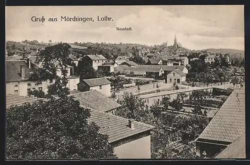 AK Mörchingen, Neustadt aus der Vogelschau