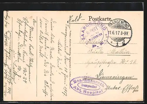 AK Saargemünd, Neunkircherstrasse aus der Vogelschau