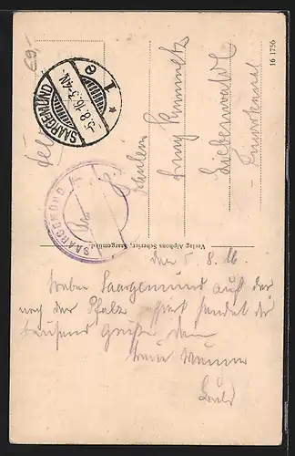 AK Saargemünd, Rothstrasse, Kreuzung mit Turmgebäude