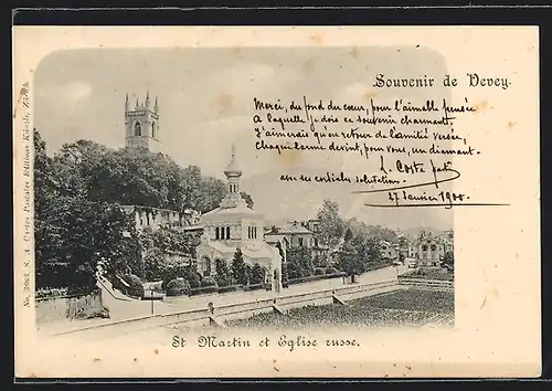 AK Vevey, St. Martin et Eglise russe