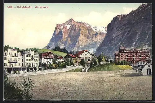 AK Grindelwald, Teilansicht mit Wetterhorn