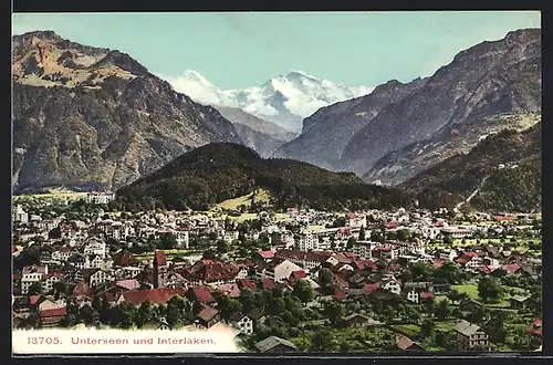 AK Unterseen, Ortsansicht mit Interlaken