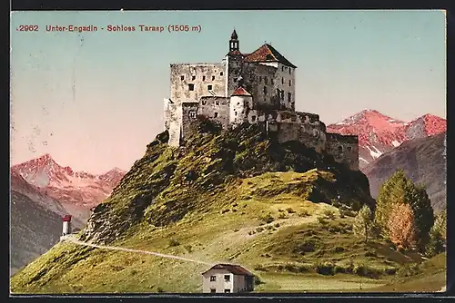 AK Unter-Engadin, Schloss Tarasp mit Piz Linard