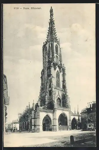 AK Bern, Münster mit Reiterstatue