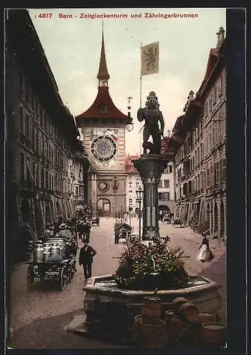 AK Bern, Zeitglockenturm und Zähringerbrunnen