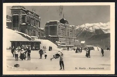 AK St. Moritz, Kurvereinrink, Schlittschuhfahrer