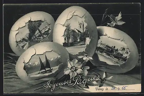 AK Vevey, Joyeuses Paques, Sehenswürdigkeiten in Eiern