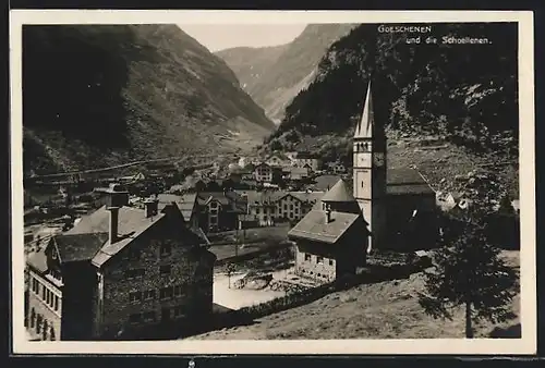 AK Goeschenen, Ortsansicht in den Schoellenen