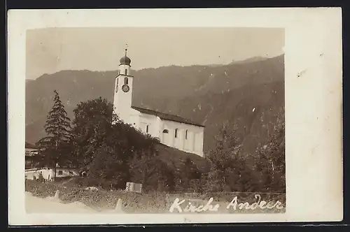 AK Andeer, Kirche, von der Strasse gesehen