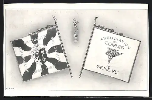 AK Geneve, Association des Commis, Fahne, Kleine Figur