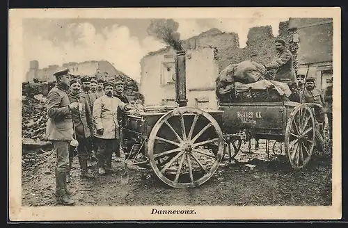 AK Dannevoux, Soldaten an einer mobilen Feldküche, Res. J. R. 23