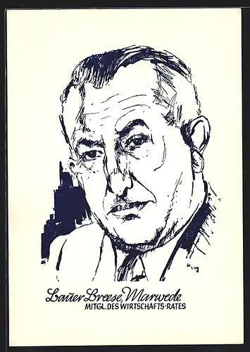 Künstler-AK Wahl zum Bundestag 1949, Bauer Breese, Marwede, Mitgl. des Wirtschafts-Rates