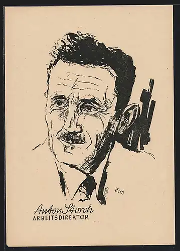 Künstler-AK Wahl zum Bundestag 1949, Anton Storch, Arbeitsdirektor