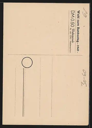 Künstler-AK Wahl zum Bundestag 1949, Anton Storch, Arbeitsdirektor