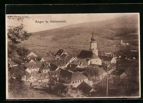 AK Anger in Steiermark, Dorf mit Kirche