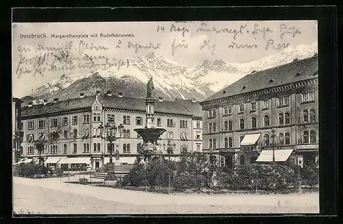 AK Innsbruck, Margarethenplatz mit Rudolfsbrunnen