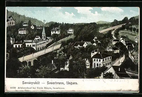 AK Bad Sauerbrunn /Savanyukut, Ortsansicht aus der Vogelschau