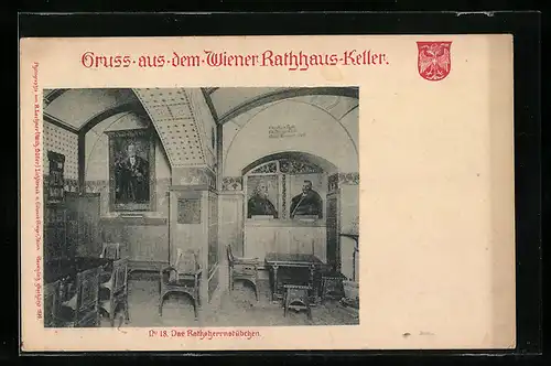 AK Wien, Gasthof Rathhaus-Keller, das Rathsherrnstübchen, Interieur