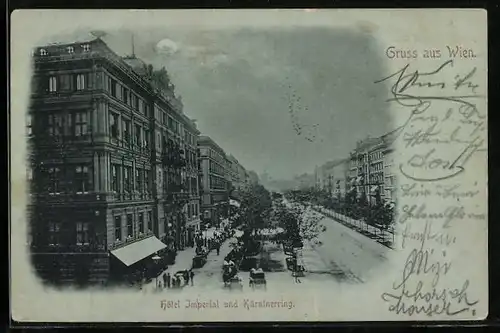 Mondschein-AK Wien, Hotel Imperial und Kärntnerring