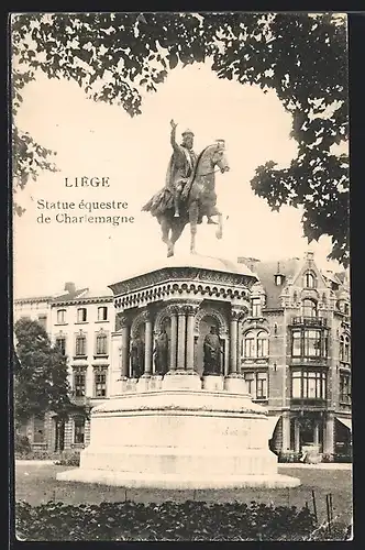 AK Liège, Statue équestre de Charlemagne