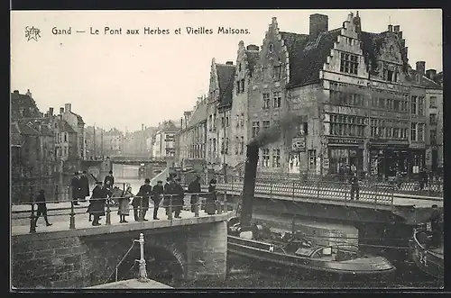 AK Gand, Le Pont aux Herbes et Vieilles Maisons