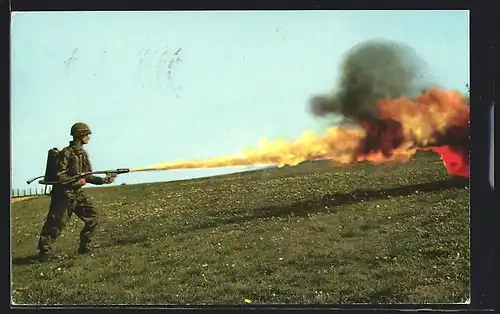 AK Lance-flammes en action, Armée belge