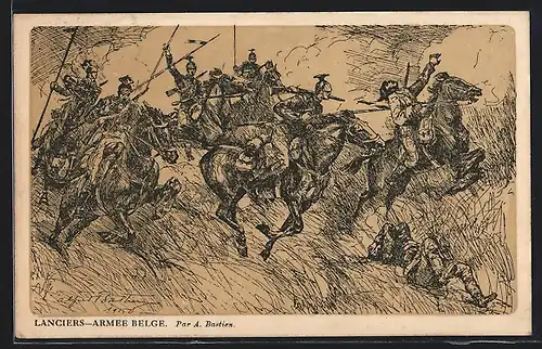 AK Lanciers, Armee Belge, Belgische Lanzenreiter
