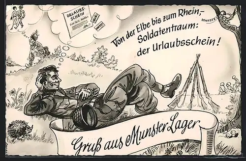 AK Wahn-Heide, Fliegerhorst, Soldatentraum vom Urlaubsschein