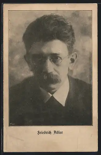 AK Friedrich Adler, Portrait mit Brille