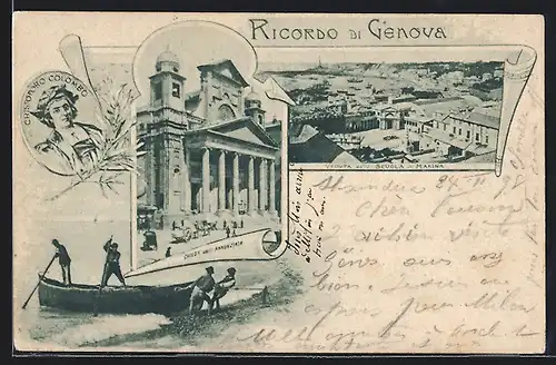 AK Genova, Chiesa dell Annunziata, Veduta dalla Scuola di Marina