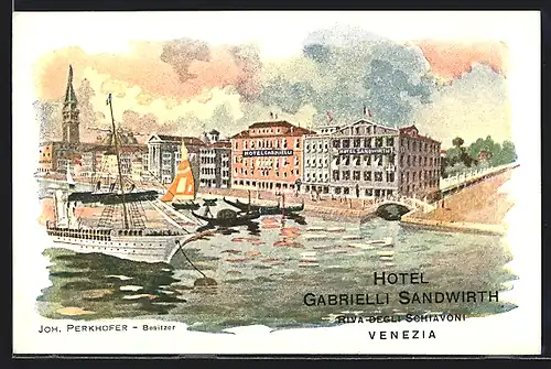 Künstler-AK Venezia, Hotel Gabrielli Sandwirth