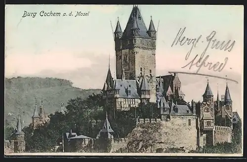 AK Cochem a. d. Mosel, Blick zur Burg Cochem