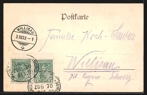 AK Mainz, Ansicht von der Strassenbrücke