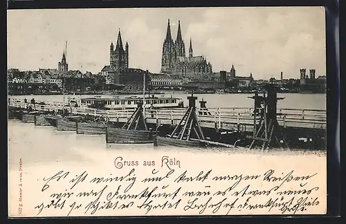 AK Köln, Blick über den Rhein zum Dom