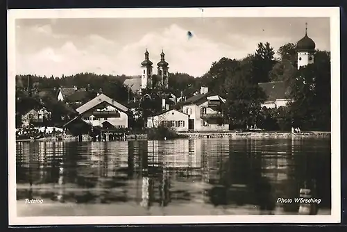 AK Tutzing, Teilansicht vom See aus