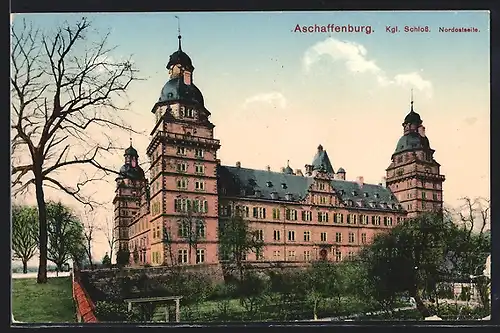 AK Aschaffenburg, Nordostseite vom Kgl. Schloss