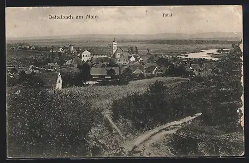 AK Dettelbach am Main, Totalansicht von einem Berg aus